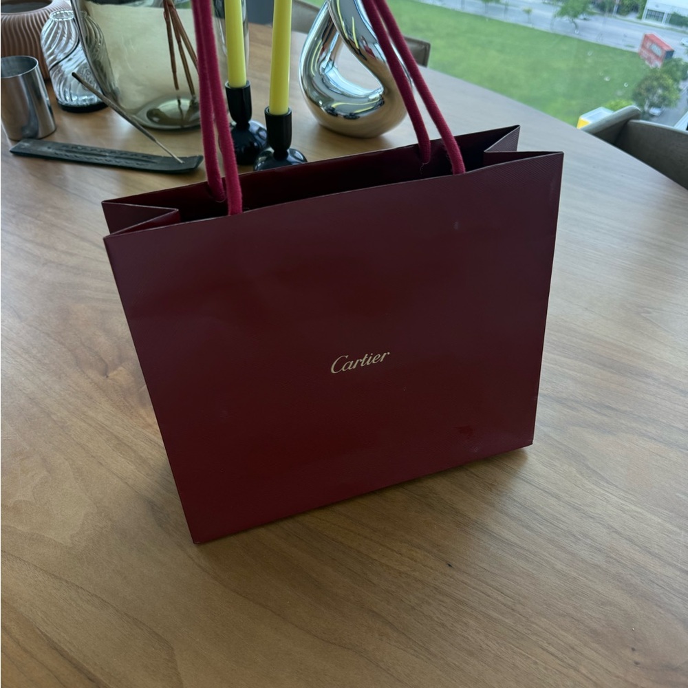 Cartier Burgundy Mini Gift Bag with Rope Handles